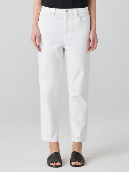Eileen Fisher Garment Dyed Cotton Stretch Denim Straight Cropped Jean in White