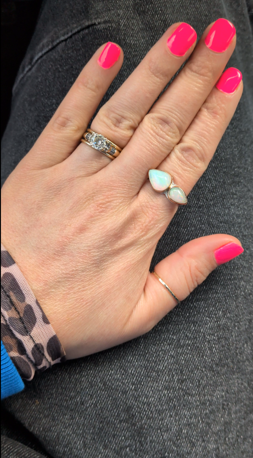 Savage Roots Le Bijoux Double Stone Ring in Ethiopian Opal/Sterling Silver/14K Gold Fill