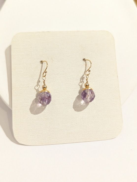 Perle Earrings in 14K Gold Fill, Amethyst & Gold Vermeil - K#9 Perle Earrings in 14K Gold Fill, Amethyst & Gold Vermeil - K#9