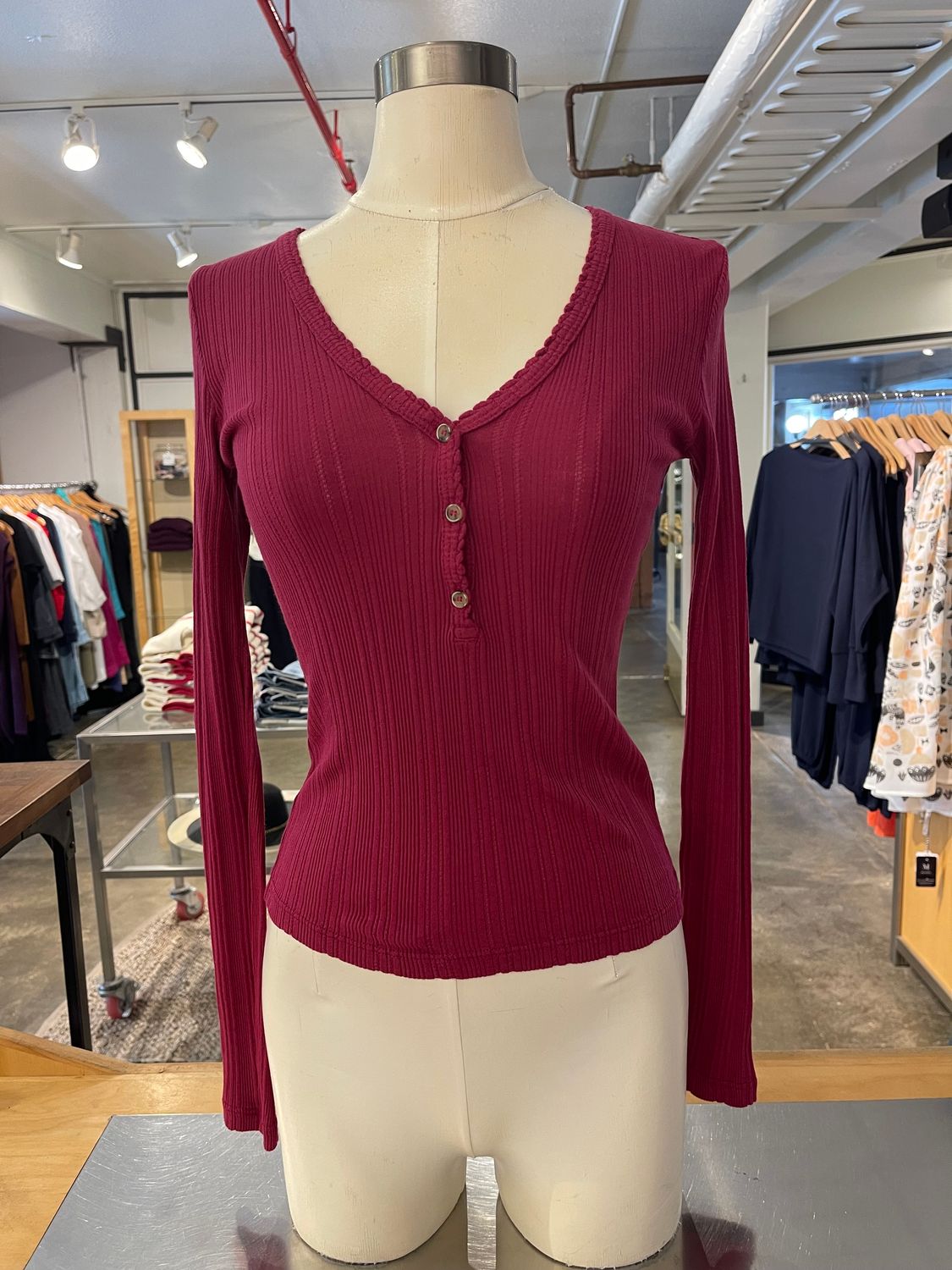 Velvet Winona Pointelle Long Sleeve Top in Jewel