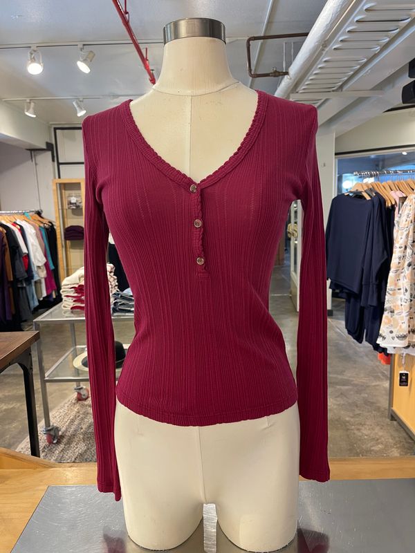 Velvet Winona Pointelle Long Sleeve Top in Jewel