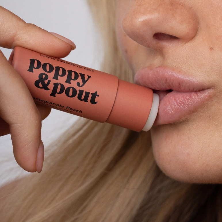 Poppy & Pout Lip Balm in Pomegranate Peach