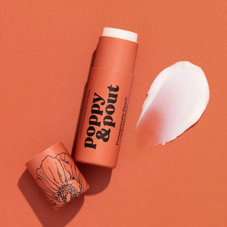 Poppy & Pout Lip Balm in Pomegranate Peach Poppy & Pout Lip Balm in Pomegranate Peach