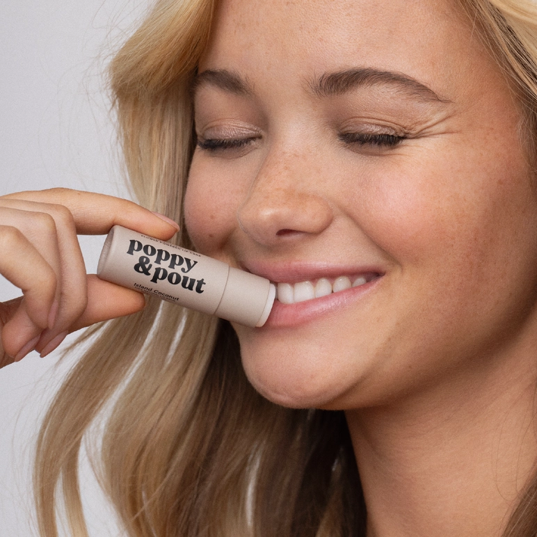 Poppy & Pout Lip Balm in Island Coconut