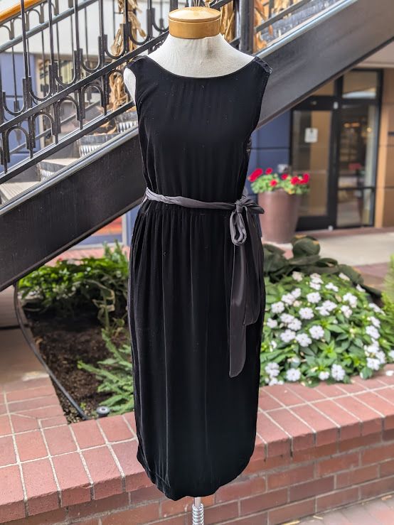 Velvet London Velvet & Satin Mix Media Dress in Black