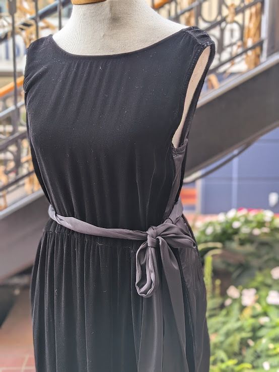 Velvet London Velvet & Satin Mix Media Dress in Black