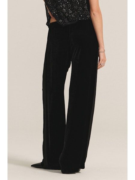 Velvet Hilma Velvet & Satin Mix Media Pant in Black
