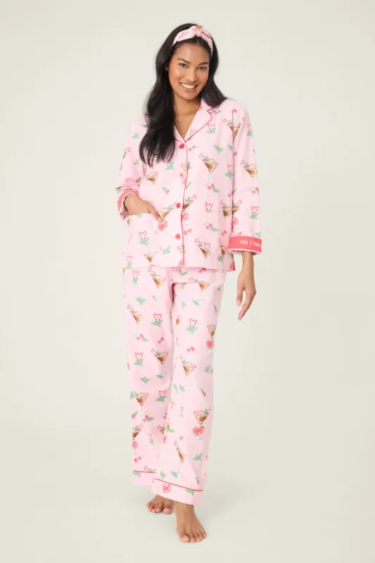 PJ Salvage Tini Time 3 Piece Flannel PJ Set in Ballet Pink