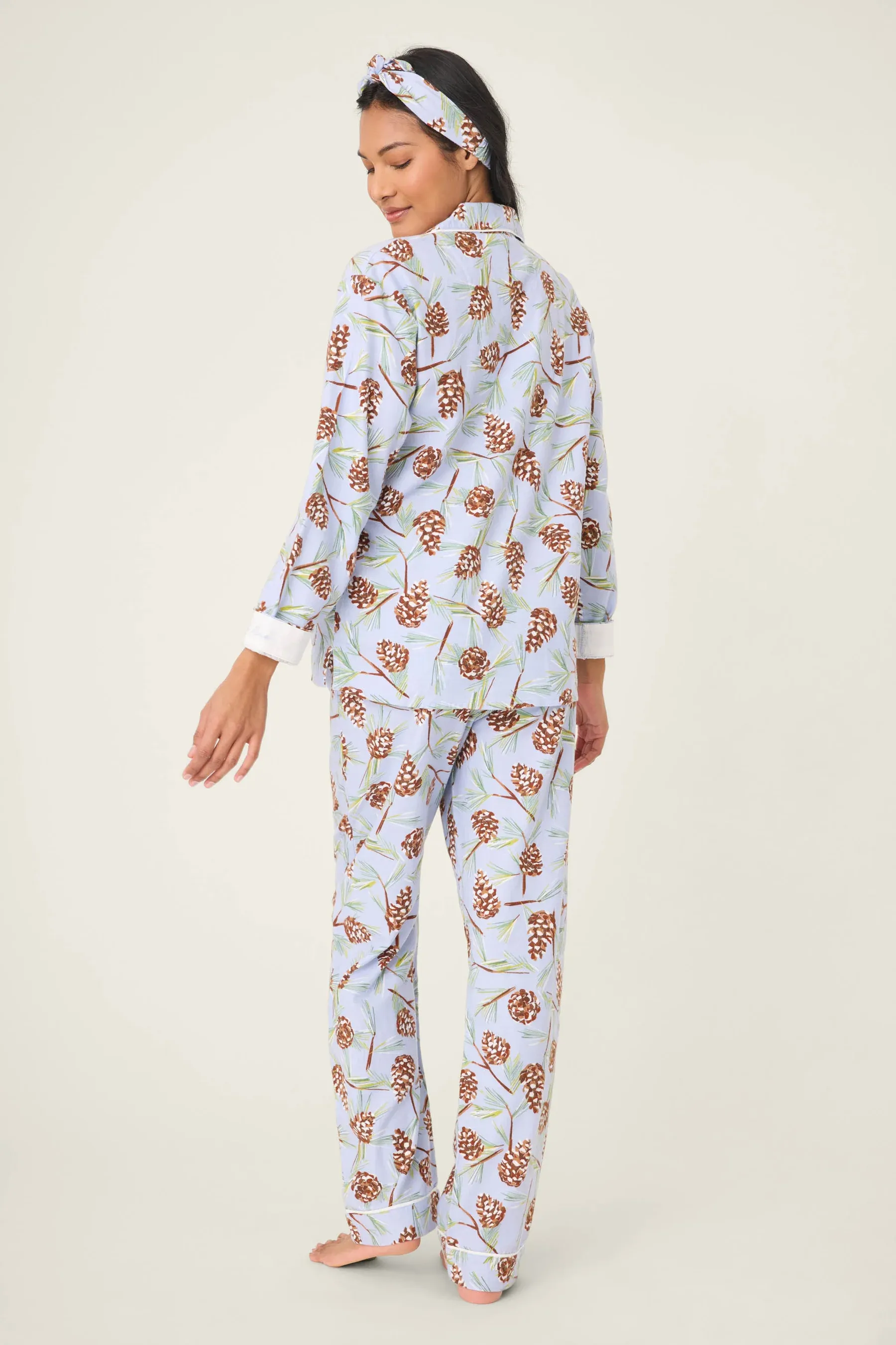 PJ Salvage Feelin' Pine 3 Piece Flannel PJ Set in Blue Whisper
