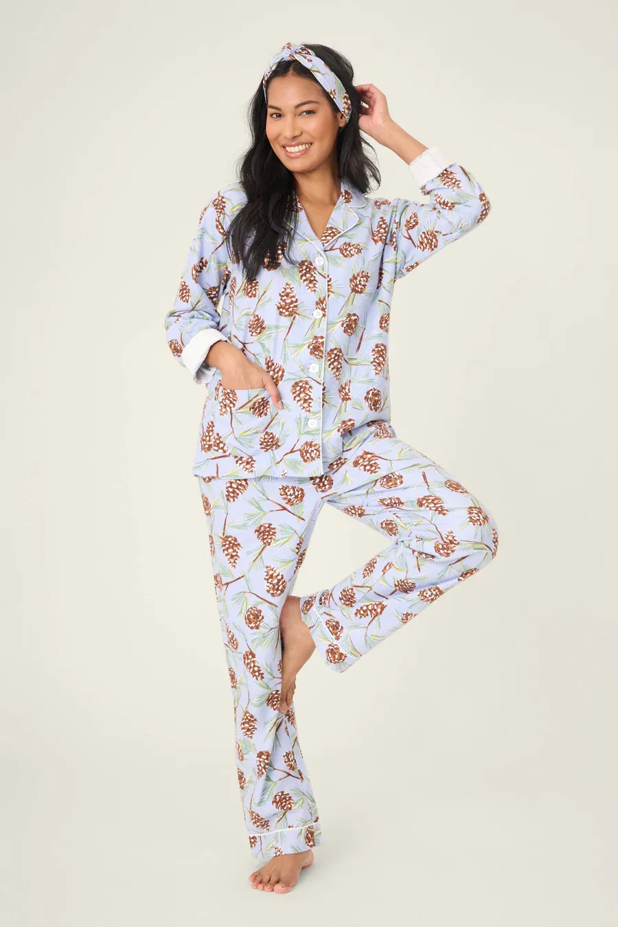 PJ Salvage Feelin' Pine 3 Piece Flannel PJ Set in Blue Whisper PJ Salvage Feelin' Pine 3 Piece Flannel PJ Set in Blue Whisper