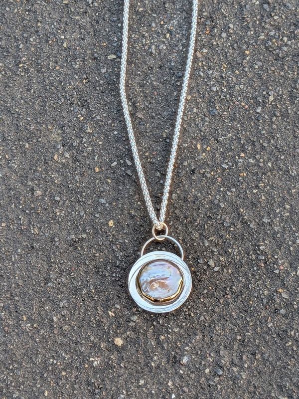 Savage Roots Bernie Necklace in Sterling Silver, 14KGF & Baroque Pearl