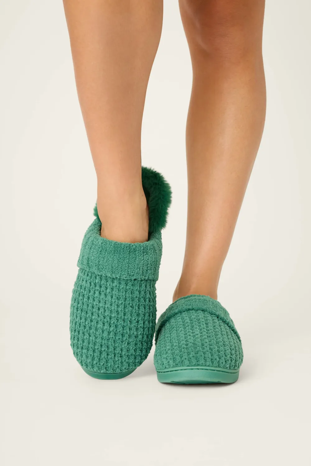 PJ Salvage Cozy Chenille Waffle Knit Slipper in Forest PJ Salvage Cozy Chenille Waffle Knit Slipper in Forest