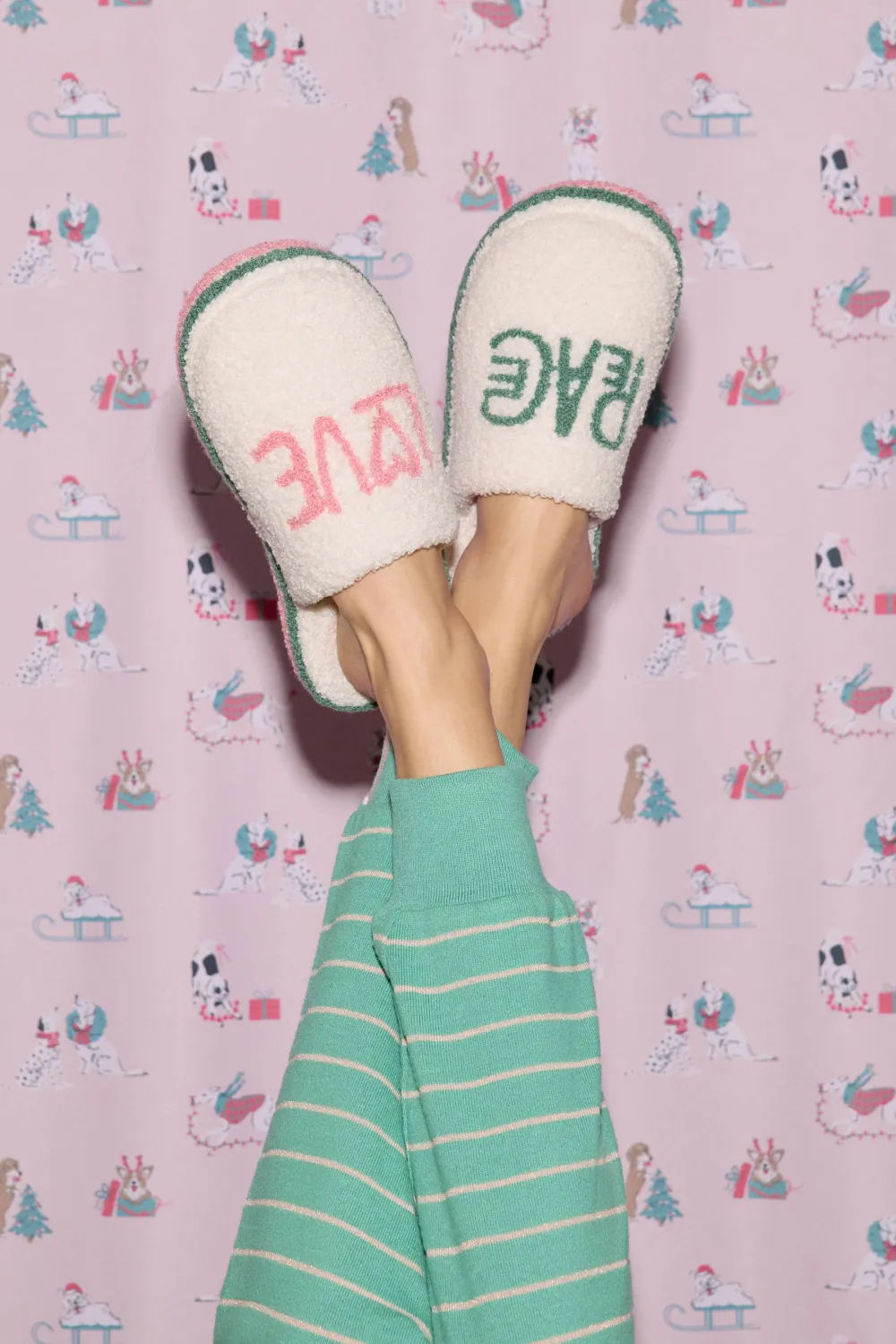PJ Salvage Peace & Love Slippers in Ivory