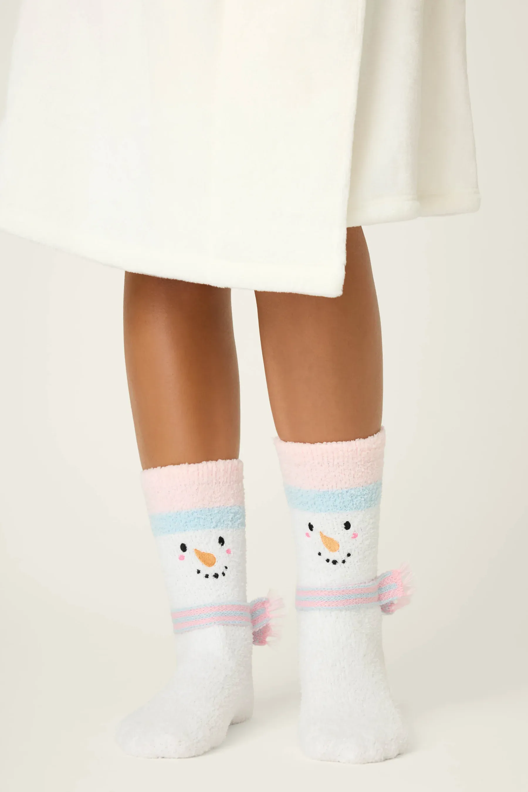 PJ Salvage Snowman Fuzzy Crew Socks w/Grippers