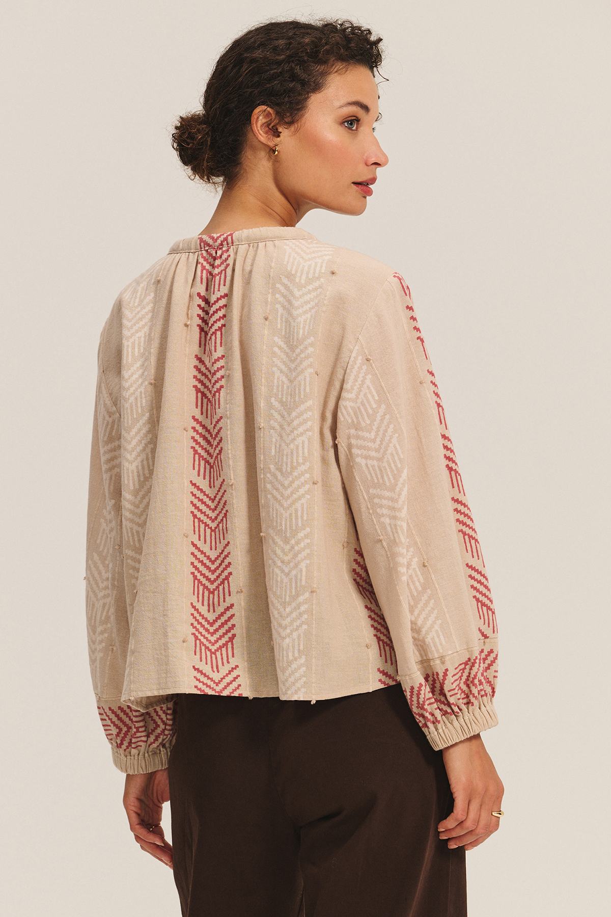 Velvet Effie Gaia Jacquard Top in Chai