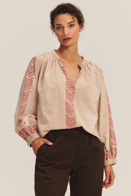 Velvet Effie Gaia Jacquard Top in Chai