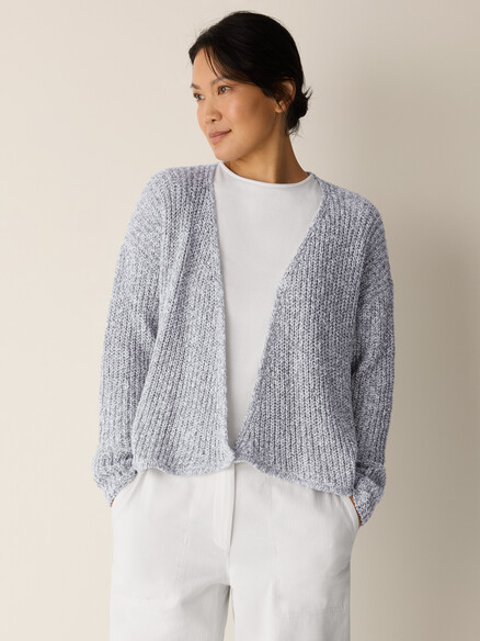 Eileen Fisher Peruvian Cotton Cloud Twist Boxy Cardigan in Dark Pearl
