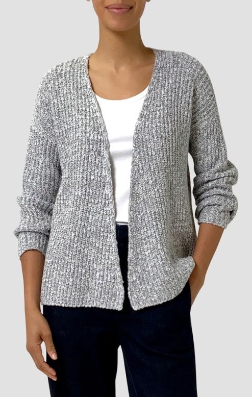 Eileen Fisher Peruvian Cotton Cloud Twist Boxy Cardigan in Dark Pearl Eileen Fisher Peruvian Cotton Cloud Twist Boxy Cardigan in Dark Pearl