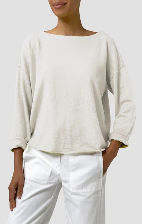 Eileen Fisher Garment Dyed Terry Bateau Neck Boxy Top in Bone Eileen Fisher Garment Dyed Terry Bateau Neck Boxy Top in Bone