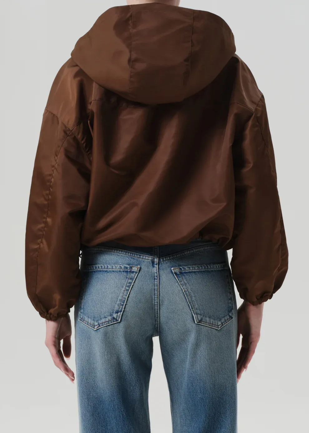 Citizens of Humanity Cropped Nylon Windbreaker in Brown