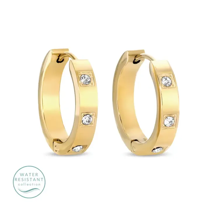 Splendid Iris Contemporary Medium Huggie Earrings in Gold
