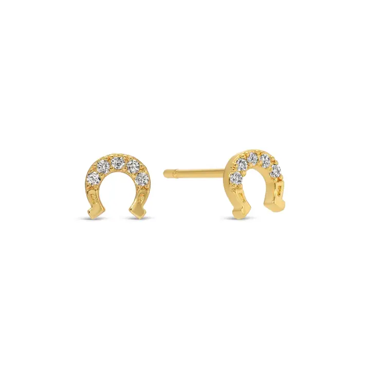 Splendid Iris Horseshoe Stud Earrings in Gold