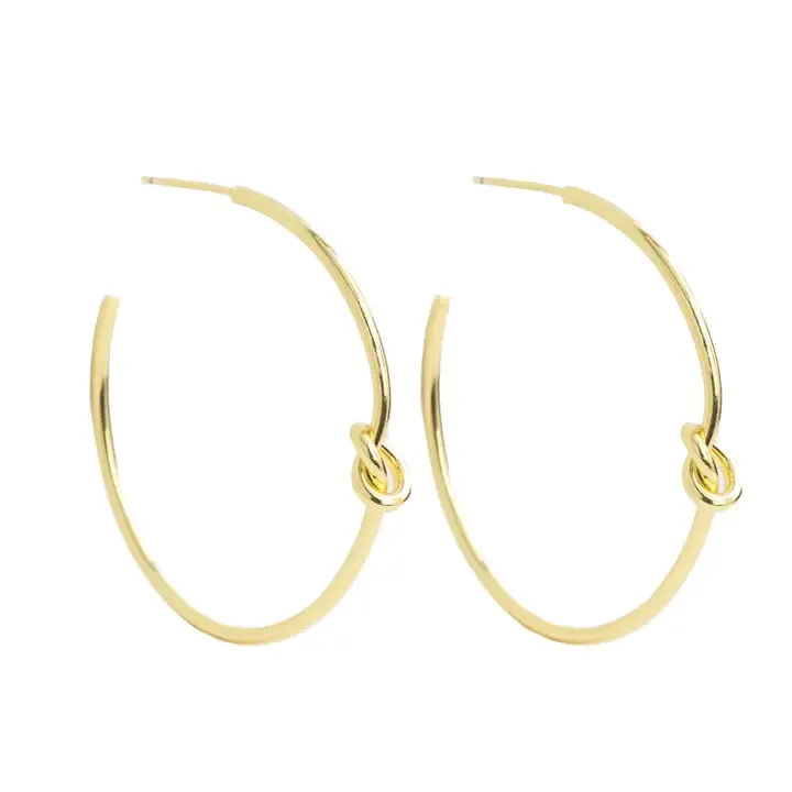 Splendid Iris Delicate Knot Hoop Earrings in Gold