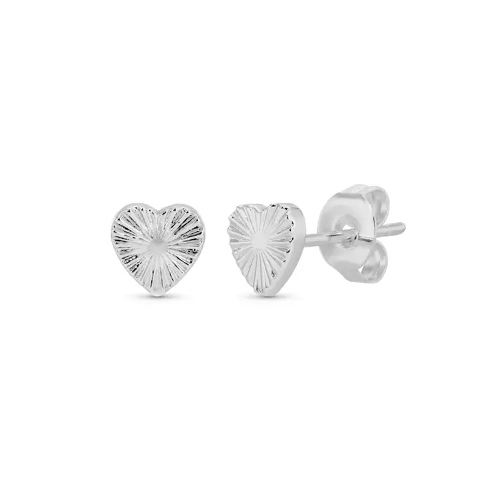 Splendid Iris Heart Burst Stud Earrings in Silver