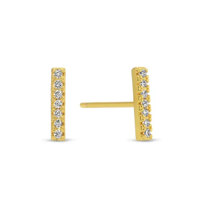 Splendid Iris Pave Bar Stud Earrings in Gold