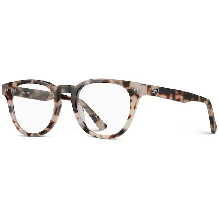 WMP Cora Square Blue Light Glasses in Blush Pink Tortoise