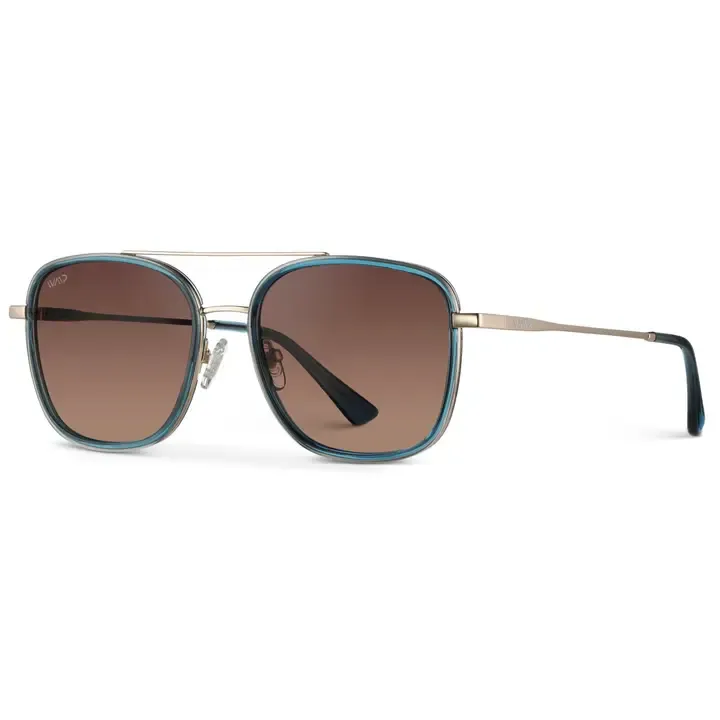 WMP Gia Square Frame Sunglasses in Crystal Cobalt/Brown Lens