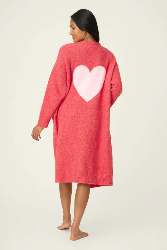 PJ Salvage Wildest Dreams Long Line Cardigan in Ruby