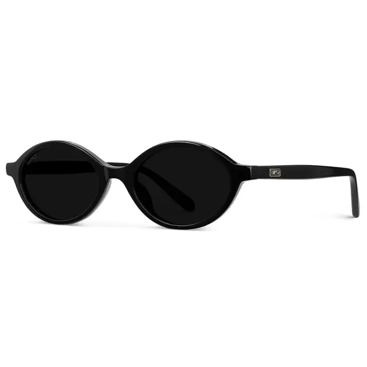 WMP Selene Non-Polarized Oval Sunglasses in Black/Triple Black Lens