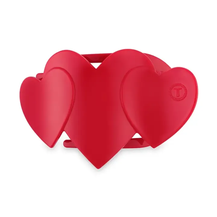 Teleties Small Flat Heart to Heart Hair Clip in Red