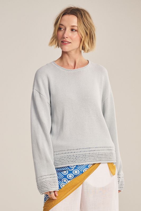 Velvet Rosalyn Novelty Pima Cotton Sweater in Ice Velvet Rosalyn Novelty Pima Cotton Sweater in Ice