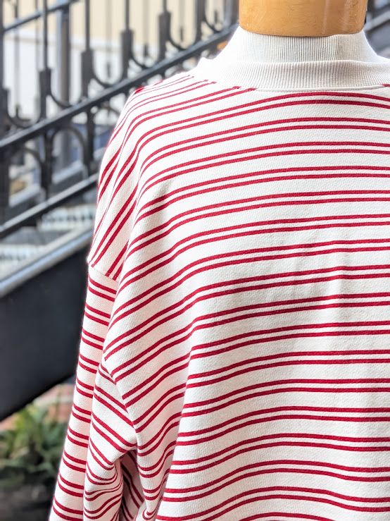 Velvet Isabelle Vintage Stripe Terry Long Sleeve Top in Natural/Red