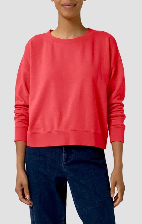 Eileen Fisher Garment Dyed Terry Cropped Crewneck in Watermelon Eileen Fisher Garment Dyed Terry Cropped Crewneck in Watermelon