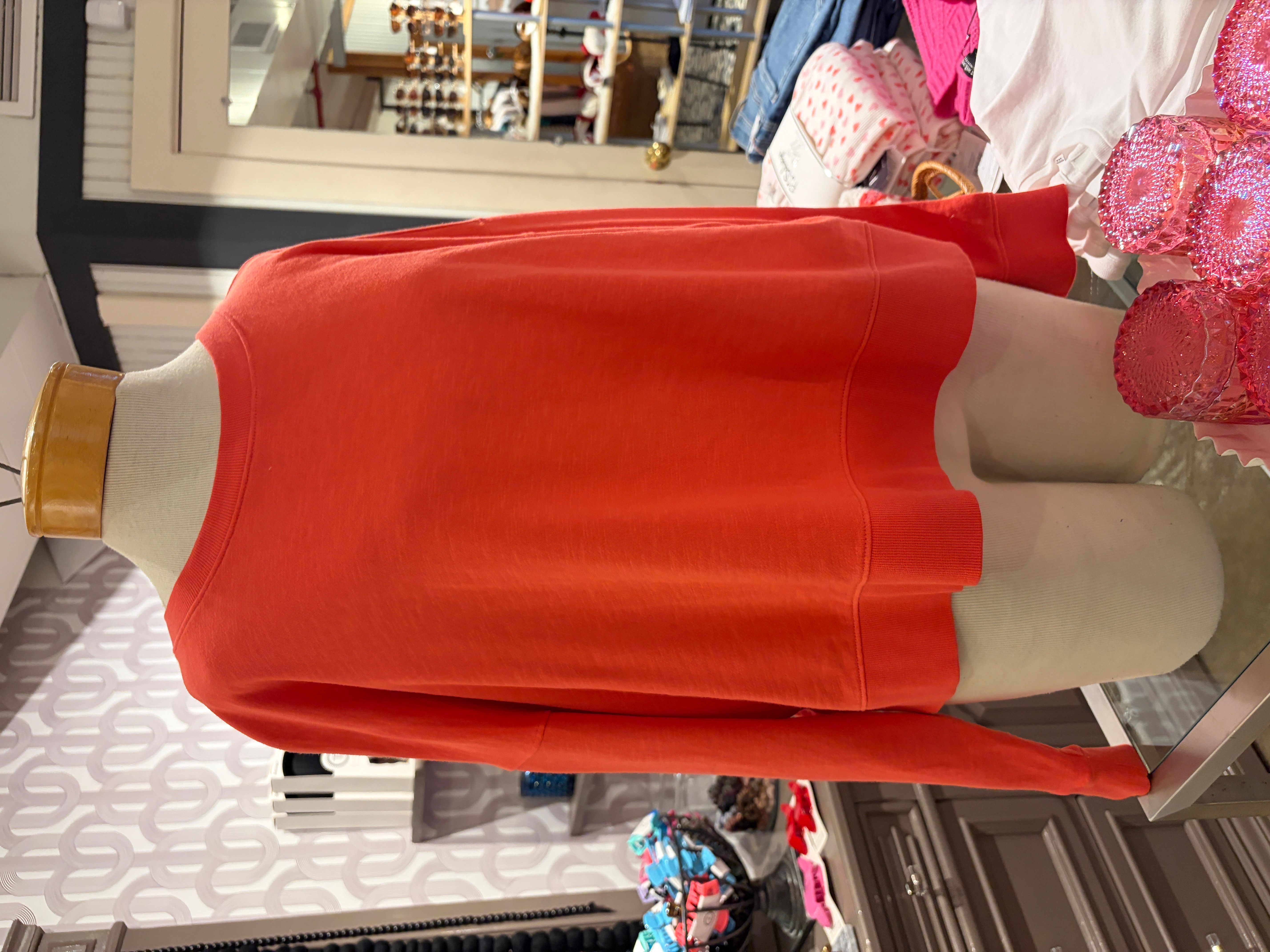 Eileen Fisher Garment Dyed Terry Cropped Crewneck in Watermelon