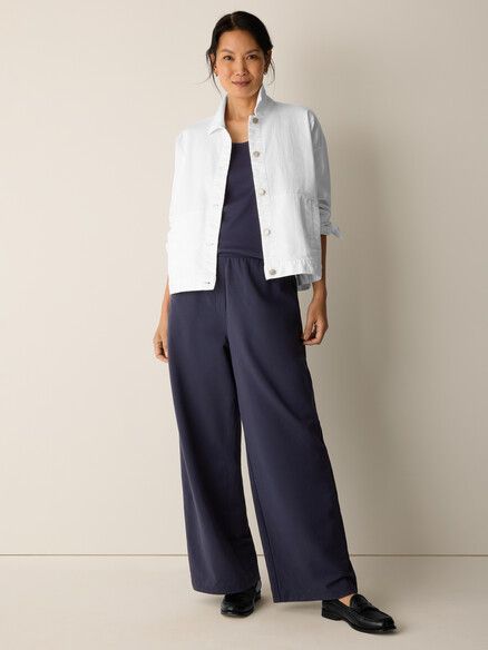 Eileen Fisher Pima Cotton Stretch Jersey Wide Leg Pant in Ink Eileen Fisher Pima Cotton Stretch Jersey Wide Leg Pant in Ink