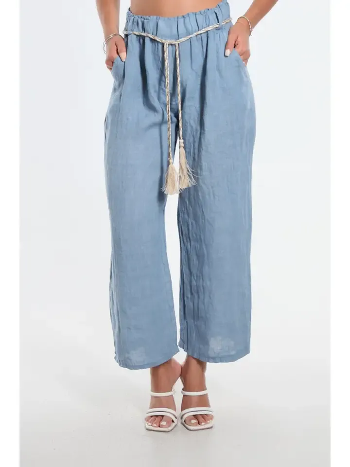 Tees by Tina Gracy Linen Pull On Pant in Jeans
