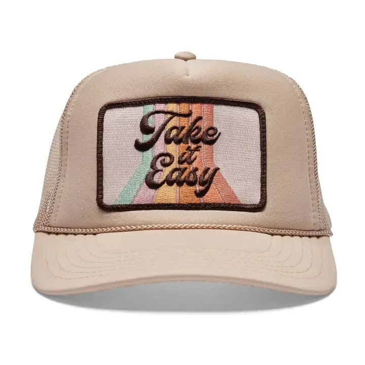 Friday Feelin' Take it Easy Trucker Hat in Tan
