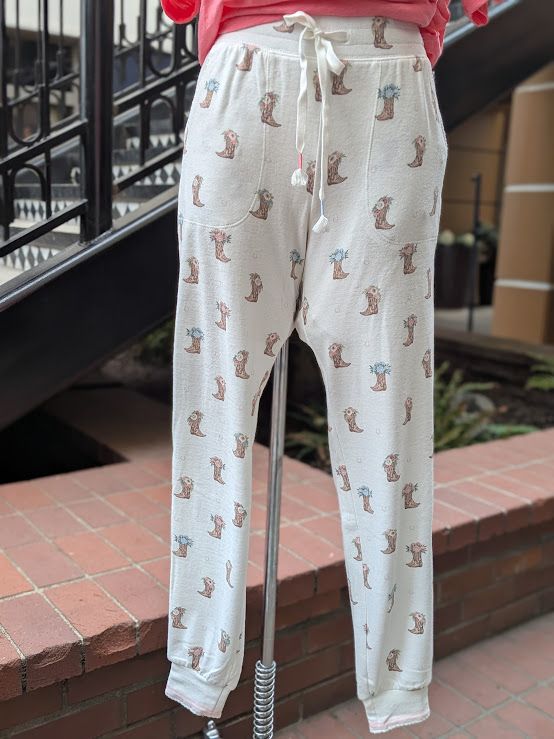 PJ Salvage Western Blooms Boot Bouquet Banded Pant in Ivory