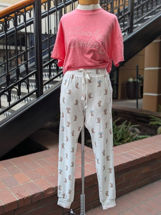 PJ Salvage Western Blooms Boot Bouquet Banded Pant in Ivory