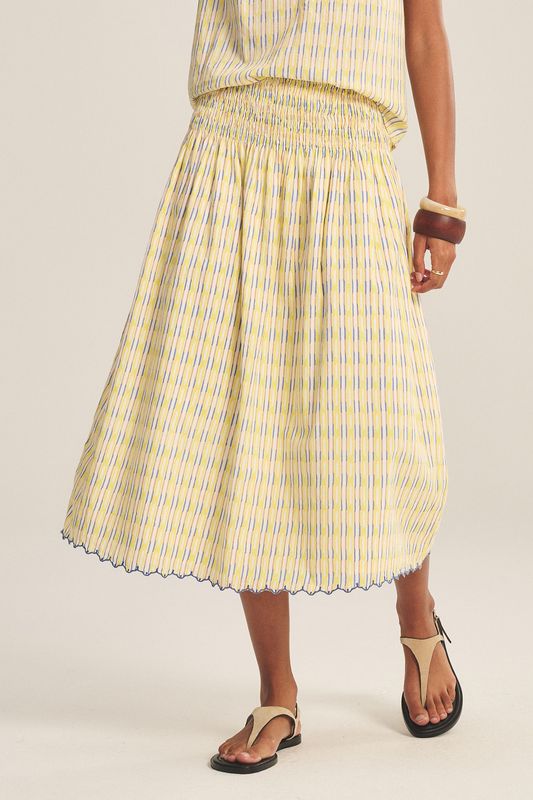 Velvet Deborah Novelty Printed Stripe Skirt in Buttercup