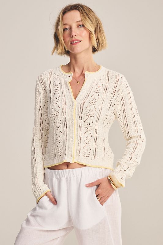 Velvet Daisy Cotton Pointelle Top in Ivory