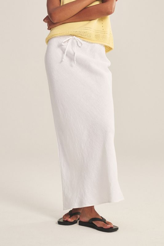 Velvet Beka Heavy Linen Skirt in White
