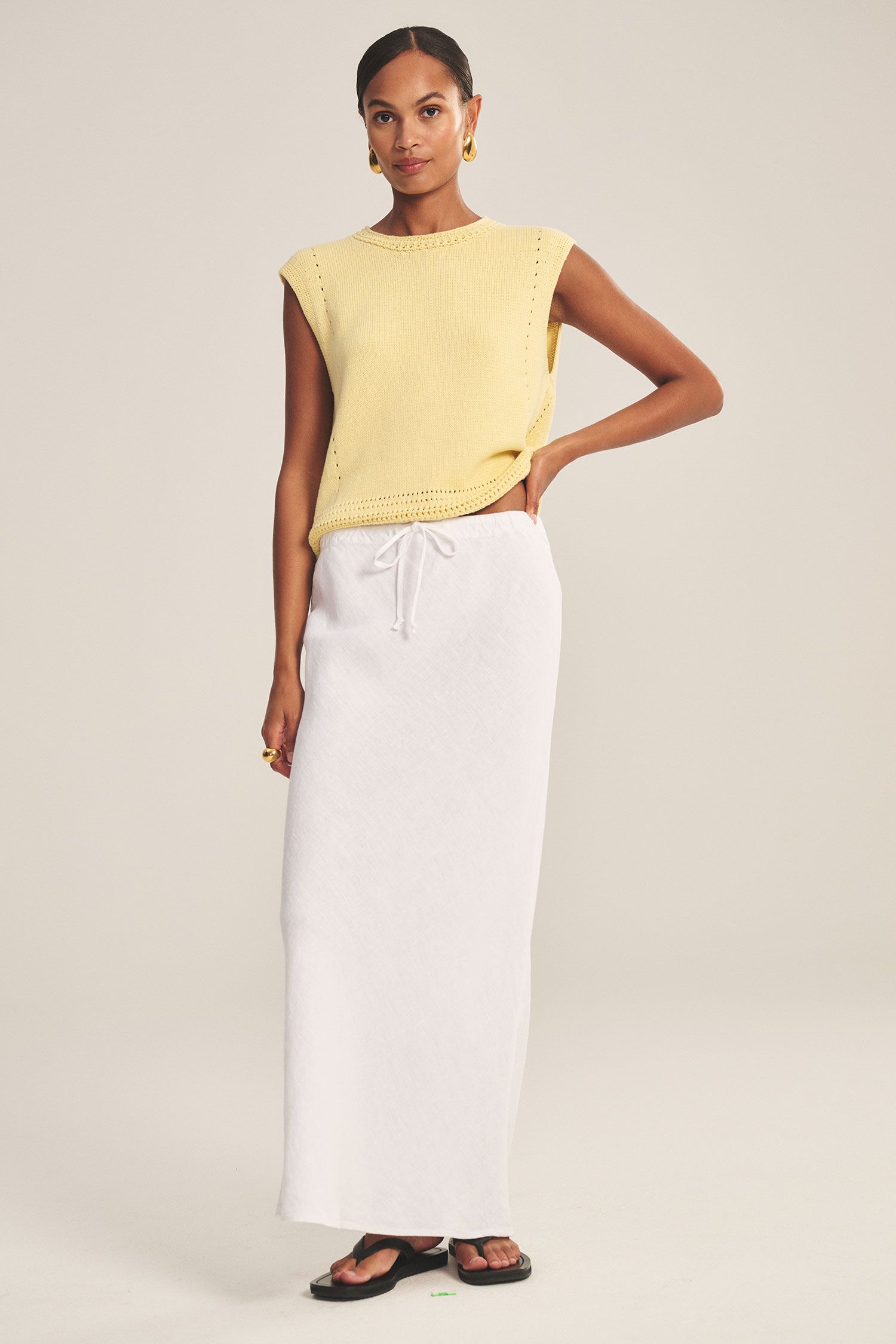 Velvet Beka Heavy Linen Skirt in White