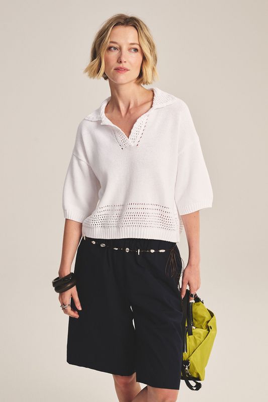 Velvet Winslow Vovelty Pima Cotton Top in White