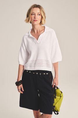 Velvet Winslow Vovelty Pima Cotton Top in White Velvet Winslow Vovelty Pima Cotton Top in White