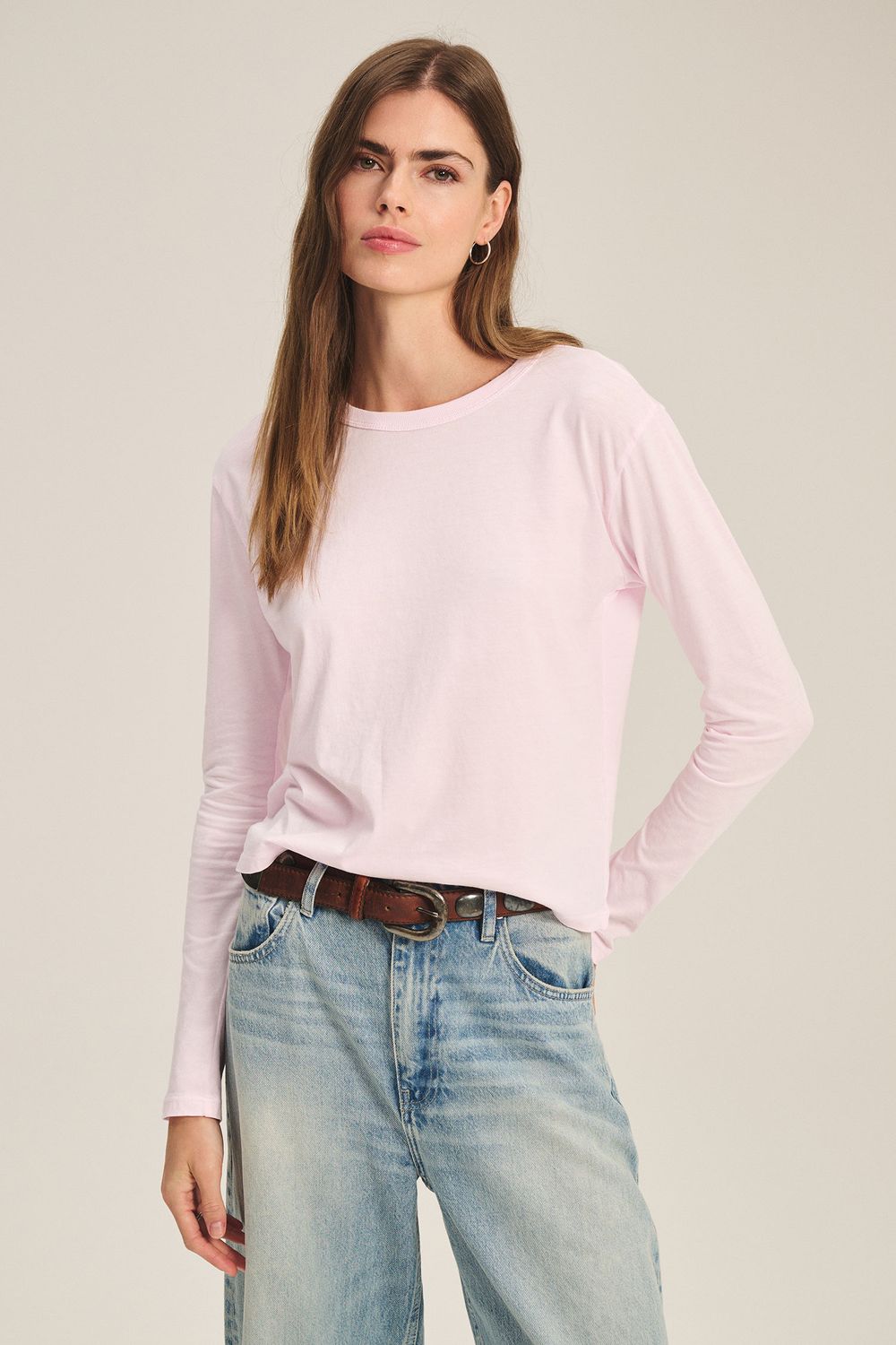 Velvet Scout Jersey Cotton Long Sleeve Tee in Petal